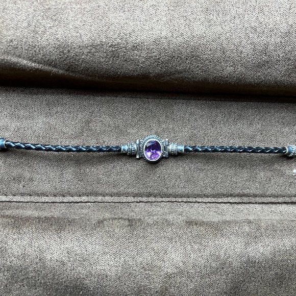 Ross-Simons Amethyst and Leather Toggle Bracelet - Picture 6 of 9